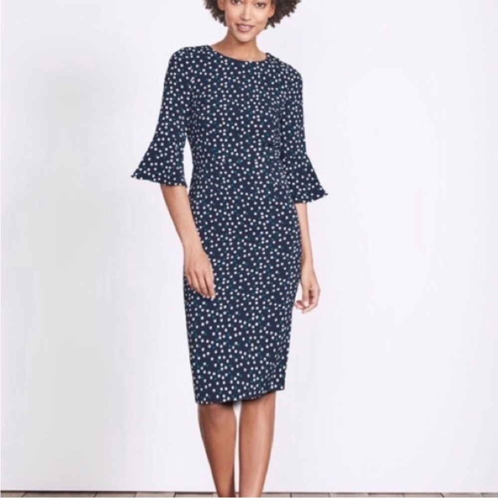 Boden Navy Polka Dot Midi Dress